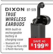 Dixon True Wireless Earbuds With Built In Rechargeable Battery & Charging Case