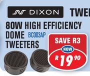 Dixon 80W High Efficiency Dome Tweeters BC003AP-Per Pair