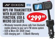 Dixon MP3 FM Transmitter with Bluetooth Function, USB & Micro SD Slots BT63