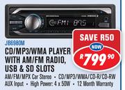 Jebson CD/MP3/WMA Player with AM/FM Radio, USB & SD Slots JB6980M