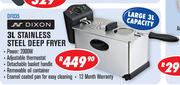 Dixon 3Ltr Stainless Steel Deep Fryer DF035