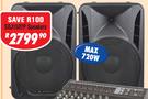 Dixon 15" DJ/PA Speakers Pair With Top Handle&Wheels SDJ1507P