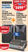 Dixon 15" DJ/PA Speakers Pair With Top Handle&Wheels SDJ1507P