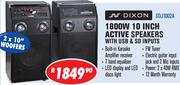 Dixon 1800W 10" Active Speakers With USB & SD Inputs SDJ1002A