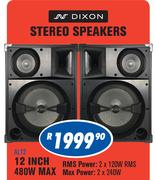 Dixon 12" 480W Max Stereo Speakers AL12
