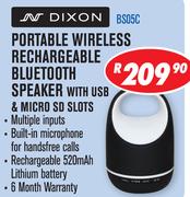 Dixon Portable Wireless Rechargeable Bluetooth Speaker With USB & Micro SD Slots BS05C