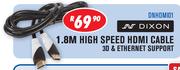 Dixon 1.8m High Speed HDMI Cable 3D & Ethernet Support DNHDM101