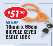 Bicycle Keyed Cable Lock Z0L84356-10mm x 65mm