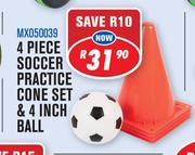 4 Piece Soccer Practice Cone Set & 4 Inch Ball MX050039