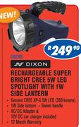 Dixon Rechargeable Super Bright Cree 5W LED Spotlight With 1W Side Lantern DN2185