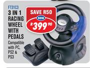 3-In-1 Racing Wheel With Pedals FT31C3