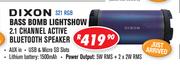 Dixon Bass Bomb Lightshow 2.1 Channel Active Bluetooth Speaker With Built In Battery & FM Radio S21 