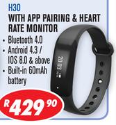Dixon Activity & Fitness Tracker With App Pairing & Heart Rate Monitor H30