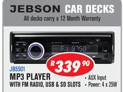 Jebson Car Decks MP3 Player With FM Radio, USB & SD Slots JB5501