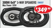 Dixon Car Speakers 300W 6 x 9" 3 Way Speakers DN693T