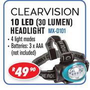 Clearvision 10 LED 30 Lumen Headlight MX-D101