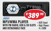 Jebson Car Decks MP3/WMA Playeer With FM Radio, USB & SD Slots & Detachable Face JB8501
