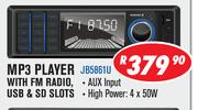 Jebson Car Decks MP3 Player With FM Radio, USB & SD Slots JB5861U