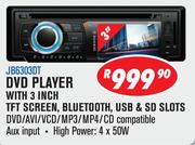Jebson DVD Player With 3 Inch TFT Screen, Bluetooth, USB & SD Slots JB6303DT