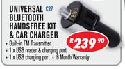 Dixon Universal Bluetooth Handsfree Kit & Car Charger C27