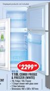 Dixon 118Ltr Combi Fridge & Freezer White BCD-118