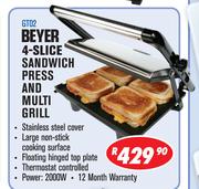 Beyer 4 Slice Sandwich Press & Multi Grill GT02