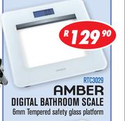 Amber Digital Bathroom Scale 6mm Tempered Safety Glass Platform RTC3029