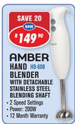 Amber Hand Blender With Detachable Stainless Steel Blending Shaft HB-608