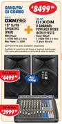 DXN Pro 15” DJ/PA Speakers (Pair) PLB-15 + Dixon 8 Channel Powered Mixer With Effects FX8-400