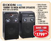 Dixon 1800W 10 Inch Active Speakers With USB & SD Inputs SDJ1002A
