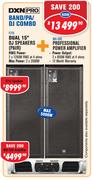 DXN Pro Band/PA/DJ Combo Dual 15” DJ Speakers (Pair) + Professional Power Amplifier MA-500