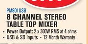 Dixon 8 Channel Stereo Table Top Mixer PM801USB