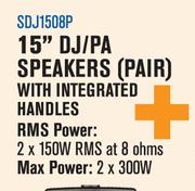 Dixon 15” DJ/PA Speakers (Pair) With Integrated Handles SDJ1508P