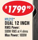 DXN Pro DJ/PA Speakers (Single) With Integrated Handle & Wheels Dual 12 Inch HYL212