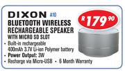 Dixon Bluetooth Wireless Rechargeable Speaker With Micro SD Slot A10