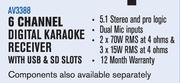 Dixon 6 Channel Digital Karaoke Receiver With USB & SD Slots AV3388