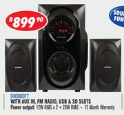 Dixon 2.1 Channel Multimedia Speaker Systems With Subwoofer & 2 Speakers DN3083FT