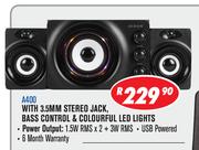 Dixon 2.1 Channel Multimedia Speaker Systems With Subwoofer & 2 Speakers A400