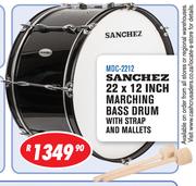Sanchez 22 x 12 Inch Marching Bass Drum With Strap And Mallets MDC-2212