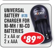 Universal Battery Charger For NI-MH/NI-CD Batteries 2 x AA Or 2 x AAA 8126