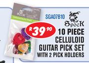 Spock 10 Piece Celluloid Guitar Pick Set With 2 Pick Holders SGA07B10