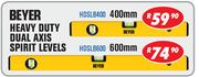 Beyer Heavy Duty Dual Axis Spirit Levels 400mm HDSLB400