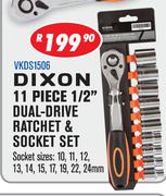Dixon 11 Piece 1/2" Dual Drive Ratchet & Socket Set VKDS1506