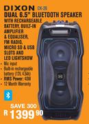 DIXON 6.5" Bluetooth Speaker With Rechargeable Battery CK-26
