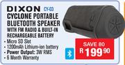 Dixon Cyclone Portable Bluetooth Speaker With FM Radio &  Built In Recharagable Battery CY-03