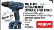 Dixon Li-Ion 18V Rechargeable Cordless Drill Driver JOZ18VL