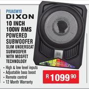 Dixon 10 Inch 100W RMS Powered Subwoofer Slim Underseat Subwoofer With Mosfet Technology PYUASW10