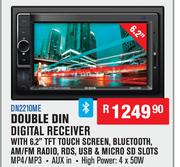Dixon Double Din Digital Receiver With 6.2" TFT Touch Screen,Bluetooth,AM/FM Radio,RDS D2210ME