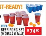 Beer Pong Set 24 Cups & 12 Balls
