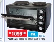 Amber 45Ltr Countertop Oven & Stove With 2 Solid Hot Plates KHT45